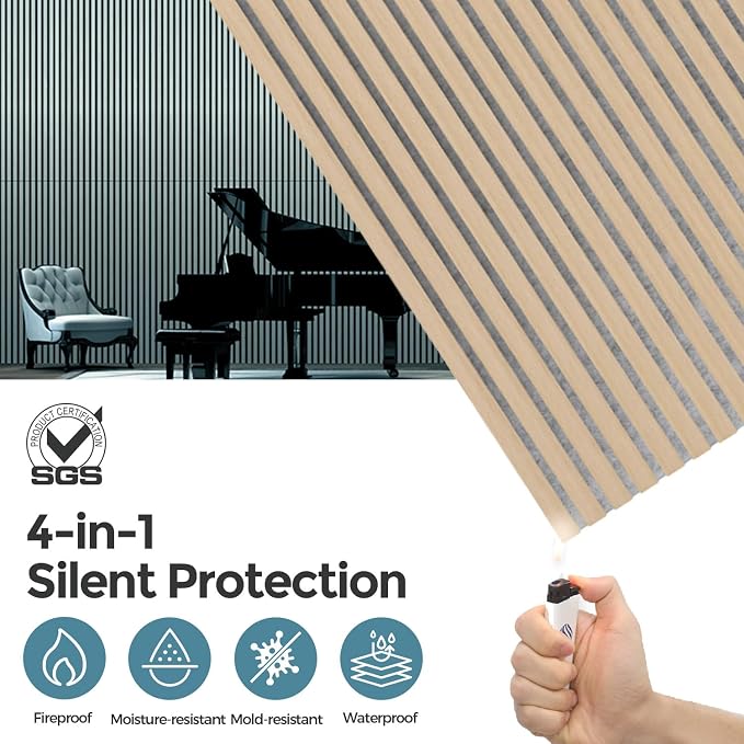 AKUMAX 4 Pack Acoustic Panels, Wood Slat - Image 5