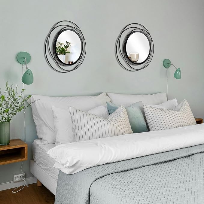 2 Set. Circle Mirrors for Wall Decor for Living Room Bedroom Bathroom Entryway - Image 3