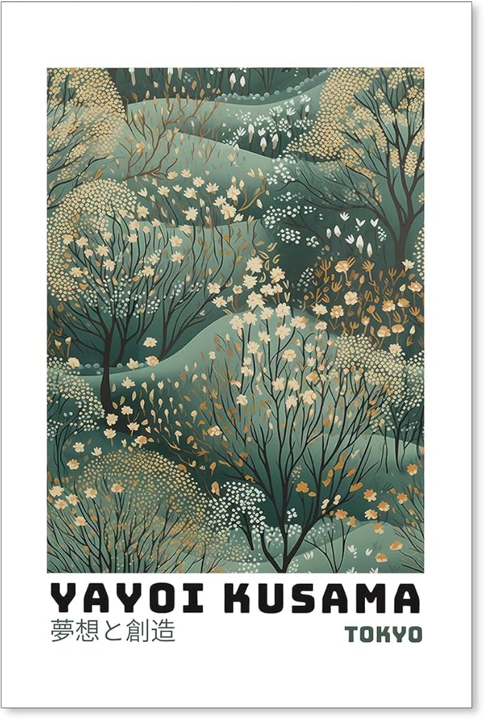 Yayoi Kusama Inspired Poster Japanese Botanical Wall Art Abstract Yayoi Kusama by Unknown