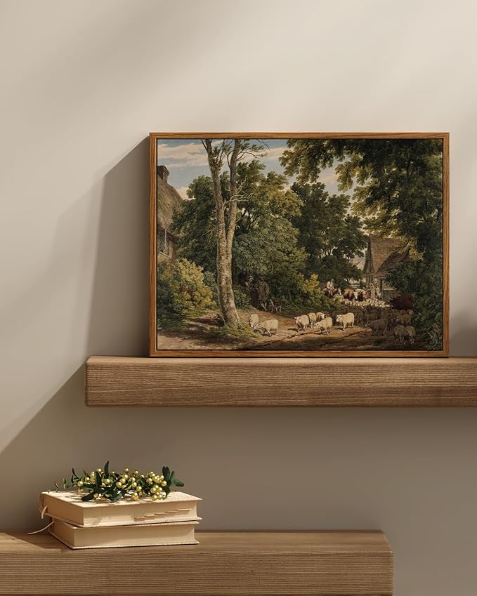 InSimSea Framed Canvas Wall Art Vintage Decor, Room Decor Classical Countryside - Image 2