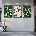 Large Framed Green and White Abstract Wall Art - Image 4