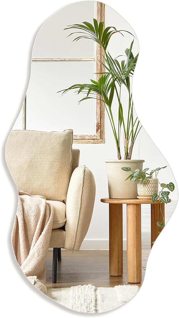PERFNIQUE Irregular Wall Mirror Asymmetrical Mirror, Cloud Frameless, Wall - Image 2