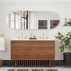 Oval Bathroom Mirror 48 x 16 Inch, Large White Full Length Mirror, Oval Pill - Image 3