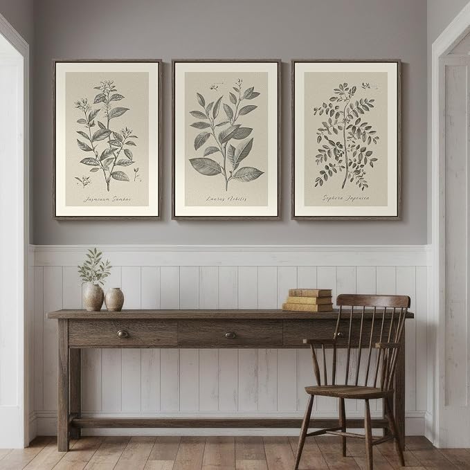 Large Framed Vintage Botanical Wall Art - Image 8