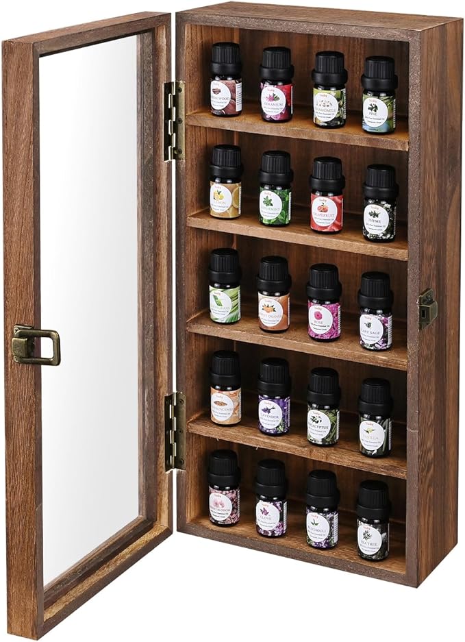 Ikee Design Wall Mounted Wooden Collectible Display Case 5 Shelf Display - Image 3
