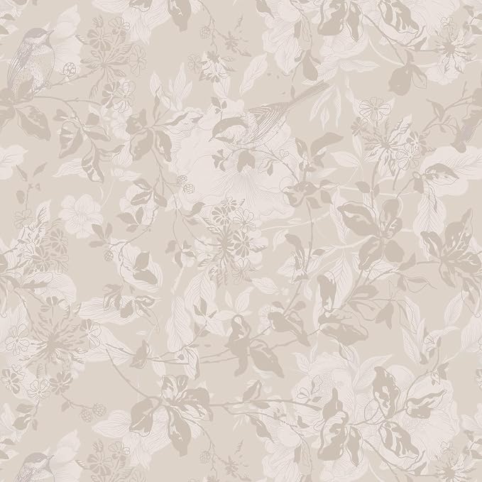 Heroad Beige Brown Wallpaper Floral Wallpaper Peel and Stick Boho Contact Paper by HeroadBrand