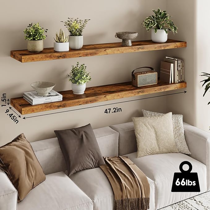 Fixwal Wood Floating Shelves for Wall, Bathroom and Kitchen, Wall Shelves for - Image 3