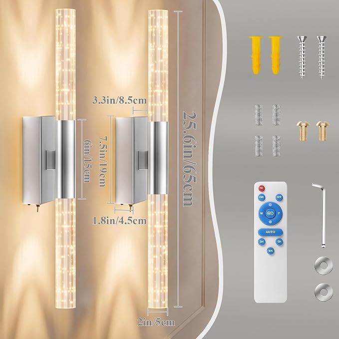 camuucci Battery Operated Wall Sconces Set of 2 Rechargeable Battery Powered - Image 4