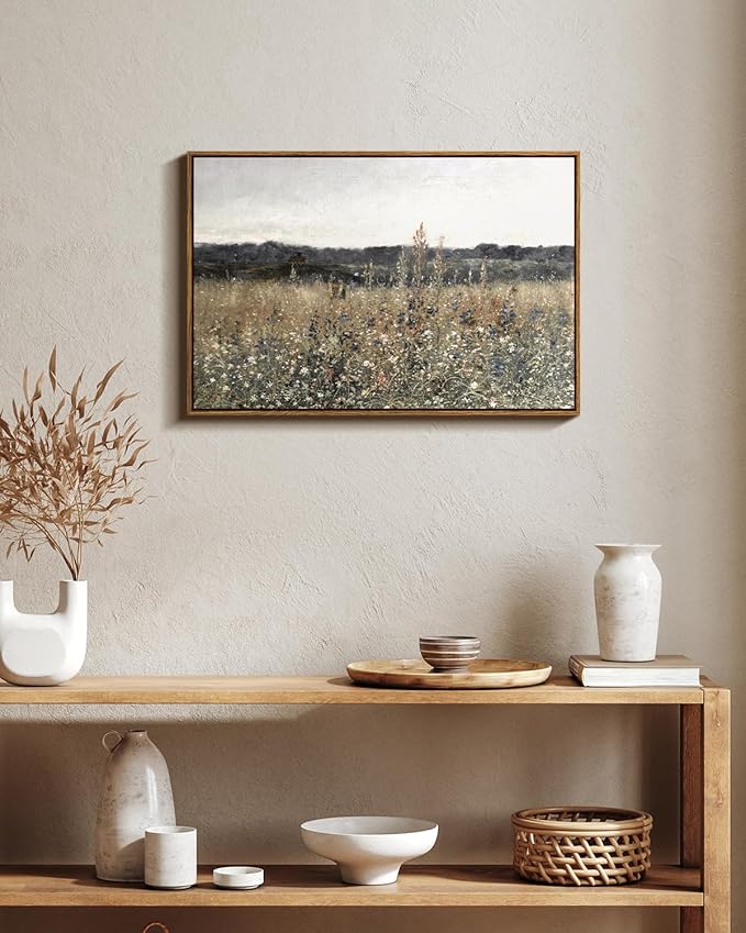 InSimSea Framed Canvas Wall Art Vintage Decor, Large Wall Art, Meadow - Image 2