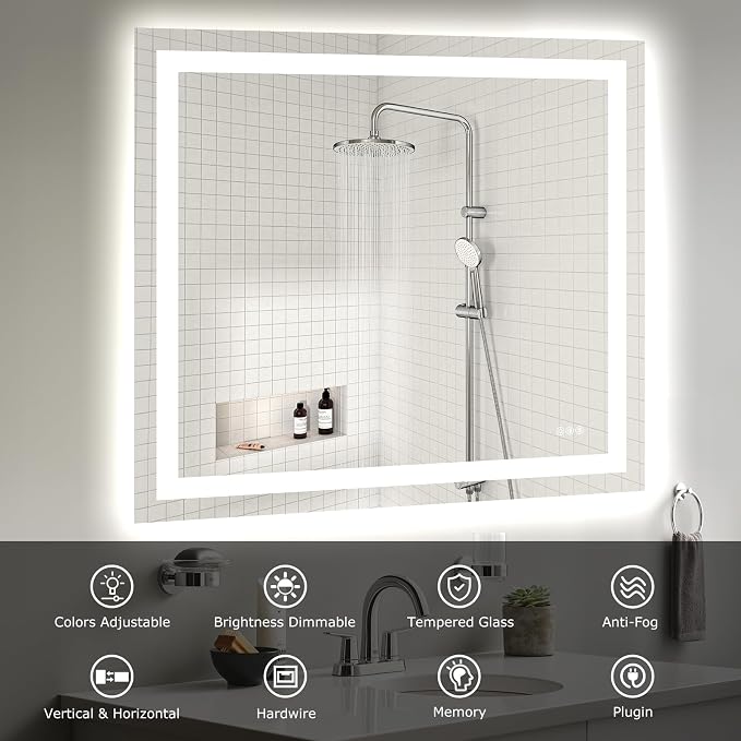 Hivone 40X36 LED Bathroom Mirror - Image 3
