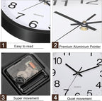 Inbagi 12 Pieces Silent Wall Clock Large 12 Inches Quartz Analog Clock Non - Image 5