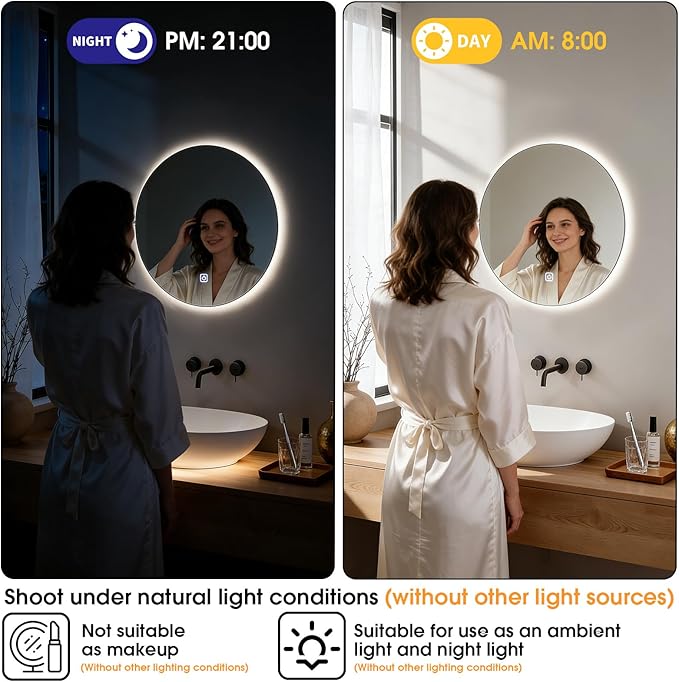 20 Inch Round LED Bathroom Mirror - Image 6