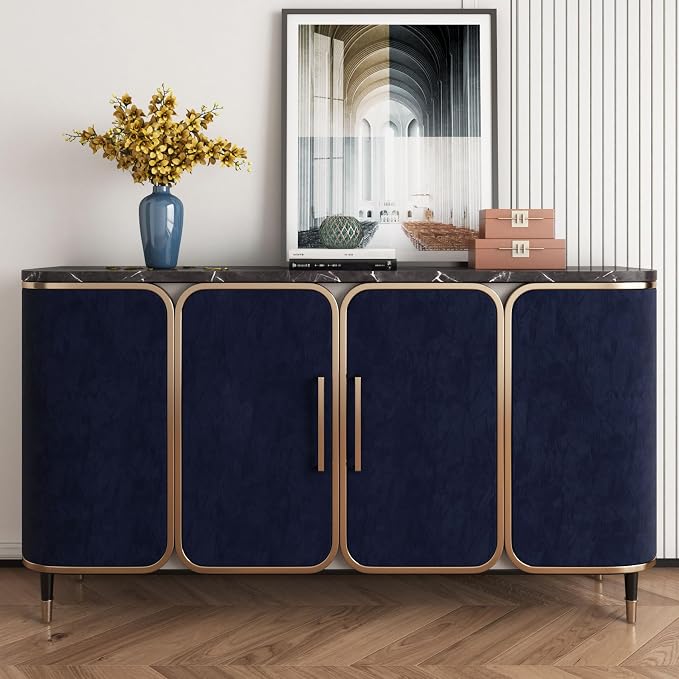 YENHOME 30"X393" Self Adhesive Blue Felt Fabric Wallpaper Peel and Stick Blue - Image 3