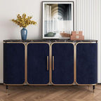 YENHOME 30"X393" Self Adhesive Blue Felt Fabric Wallpaper Peel and Stick Blue - Image 3
