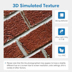 COMSTICKC 3D Faux Red Brick Wall Panels Peel and Stick Wall Sticker, Small Size - Image 3