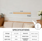 Modern Plug in Long Wall Sconce, 31.4 inch Faux Wood Texture Finish LED Wall - Image 3