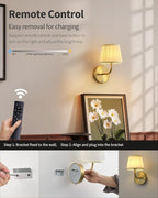 PUSU Motion Sensor Gold H9.6 inch Small Wall Sconces Set of 2, LED Cordless - Image 4