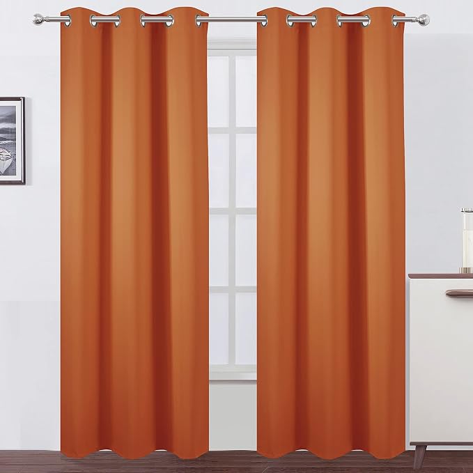 LEMOMO Blackout Curtains 42 x 84 inch/Orange Curtains Set of 2 Panels/Thermal by Lemomo