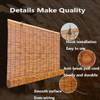 Outdoor Bamboo Roller Blinds 72 84 108 64 48 36" W, Natural Reed Patio Shades - Image 2