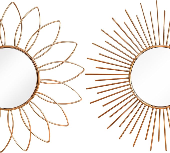 3 Pack Metal Mirrors for Wall Sunburst Wall Mirrors Home Décor Decorative - Image 2