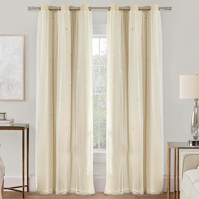 XiDi Curtains for Bedroom Decor Beige34/84/1 by Addsomecolortolife