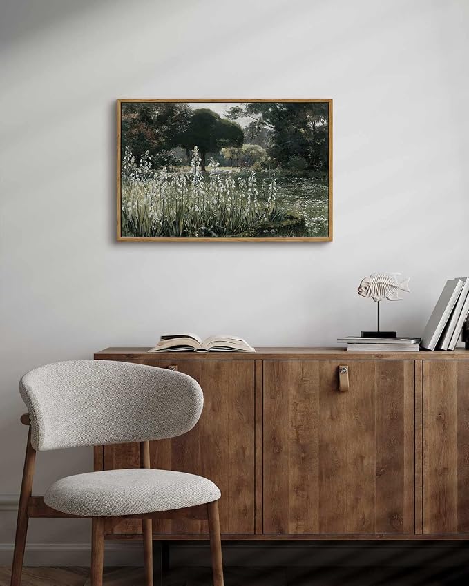 InSimSea Framed Canvas Wall Art Vintage Decor, Home Decor Wildflower Field - Image 3