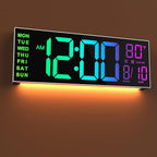 JALL 16" Large Digital Wall Mount Clock, Count Down Timer, Big LED, 8 RGB Color by JALL