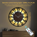 LEIKE Large Wall Clock 32'' Lighted Rustic Wood Clock - Image 2