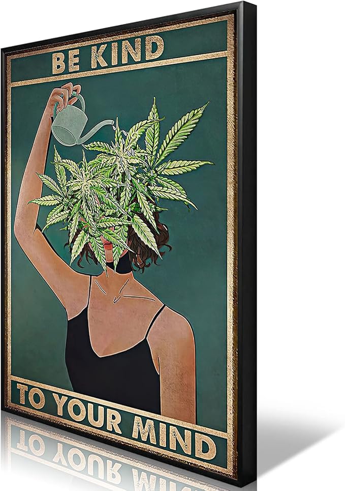 Framed Art Vintage Be Kind To Your Mind Poster Mental Health Quote Canvas Wall by Unknown