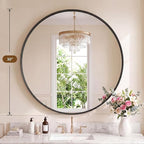 NEWBULIG 30-Inch Round Wall Mirror, Bathroom Wall Circle Mirror - Image 2