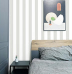 Guvana 17.7"x118" Grey and White Wallpaper Striped Peel and Stick Wallpaper - Image 6