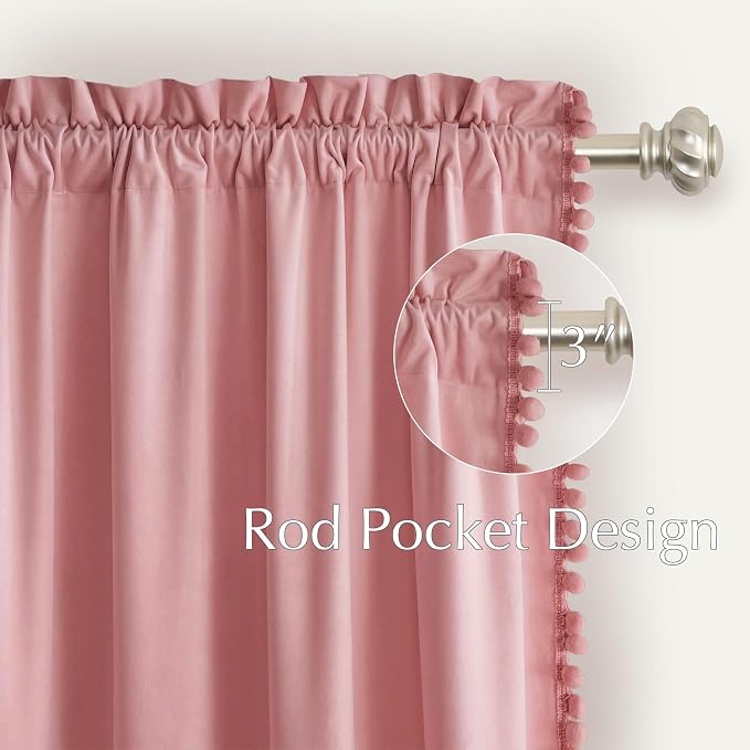 NICETOWN Blush Pink Velvet Curtains 96" Long - Image 6