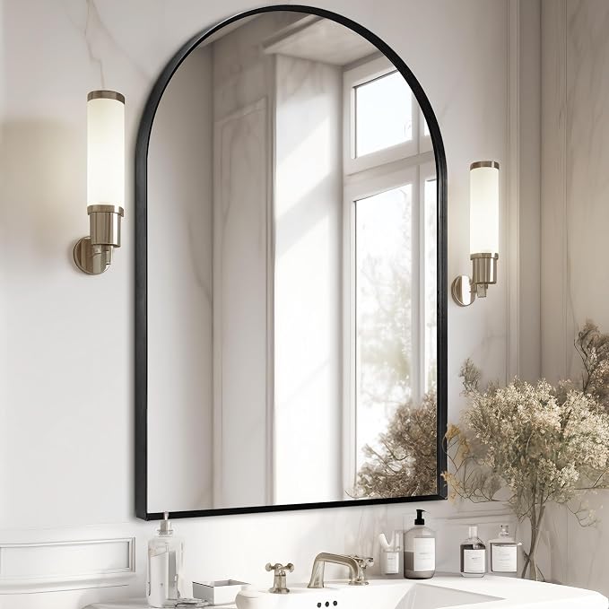 Large Black Arched Mirror, Arched Top Bathroom Vanity Mirror - Image 6