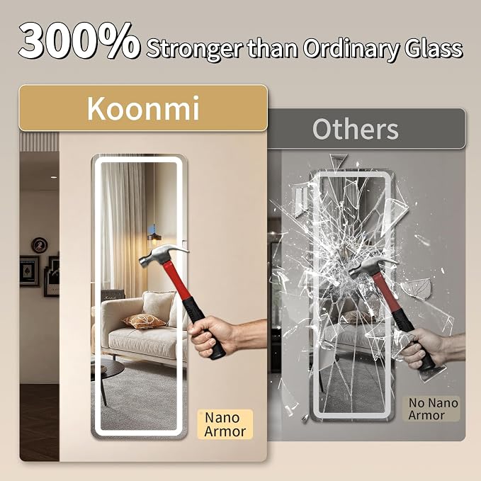 Koonmi LED Full Length Mirror, Lighted Floor Mirrors - Image 2