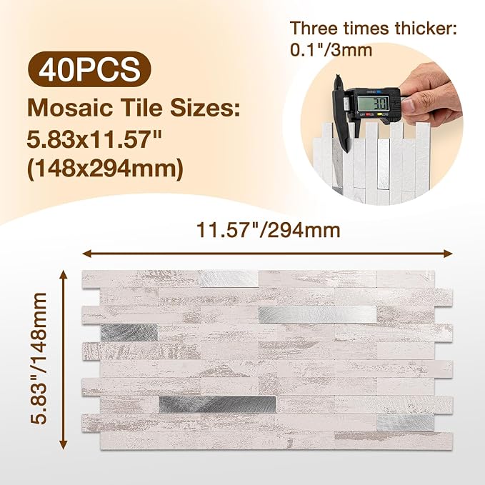 Peel and Stick Backsplash Tile Waterproof Removable PVC Wall Sticker 3D Faux - Image 3