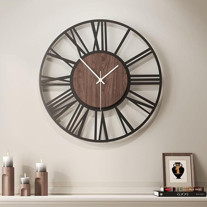 Cuspin 24 Inch Large Wall Clock, Silent Non Ticking Battery Operated Roman by Cuspin