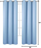 LEMOMO Sky Blue Thermal Blackout Curtains/38 x 84 Inch/Set of 2 Panels Room - Image 9