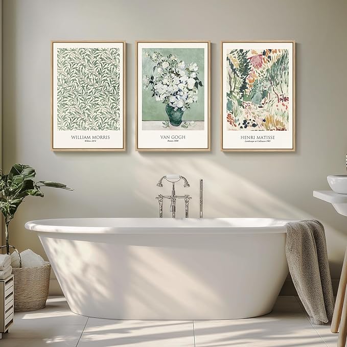 Framed Large Van Gogh Wall Art for Living Room, 3 Pieces Vintage Sage Green - Image 4