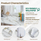 practicalWs Glossy Marble Wallpaper Peel and Stick White/Gold Granite Contact - Image 3
