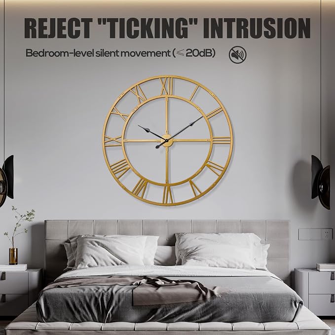 32 Inch Large Wall Clock for Living Room Decor – Easy-Assembly Silent - Image 4