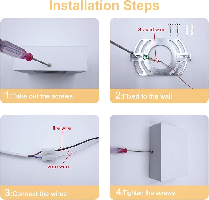 KICAAO LED Wall Sconces 4 Pack, 12W Modern Wall Lamp, Hardwired Aluminum Wall - Image 7
