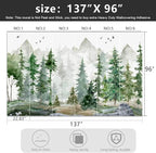 -Green Cartoon Pine Forest Nursery Fabric Wallpaper - Image 4