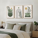 Large Framed Sage Green Boho Wall Art - Image 2