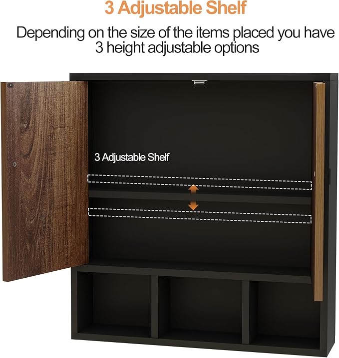 Bathroom Wall Cabinet, Wooden Medicine Cabinet - Image 3