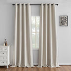 IGEMAEVE Cream Curtains 108 Inch Length 2 Panels Set, Light Filtering Curtains by IGEMAEVE