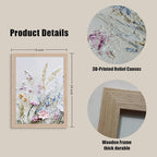 Framed 3D Texture Floral Canvas Wall Art Relief Textured Floral Oil Painting - Image 2