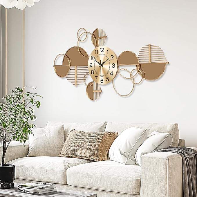 Large Wall Clock, Modern Silent Non-Ticking Metal Wall Art Wall Clocks Battery - Image 3