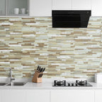 AULIGET 2 Sheets Beige & Brown Wood Peel and Stick Backsplash, PVC Mixed Metal - Image 6