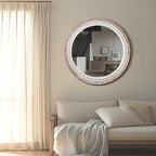 Reflinto 24 Inch Boho Wooden Round Mirror - Image 3