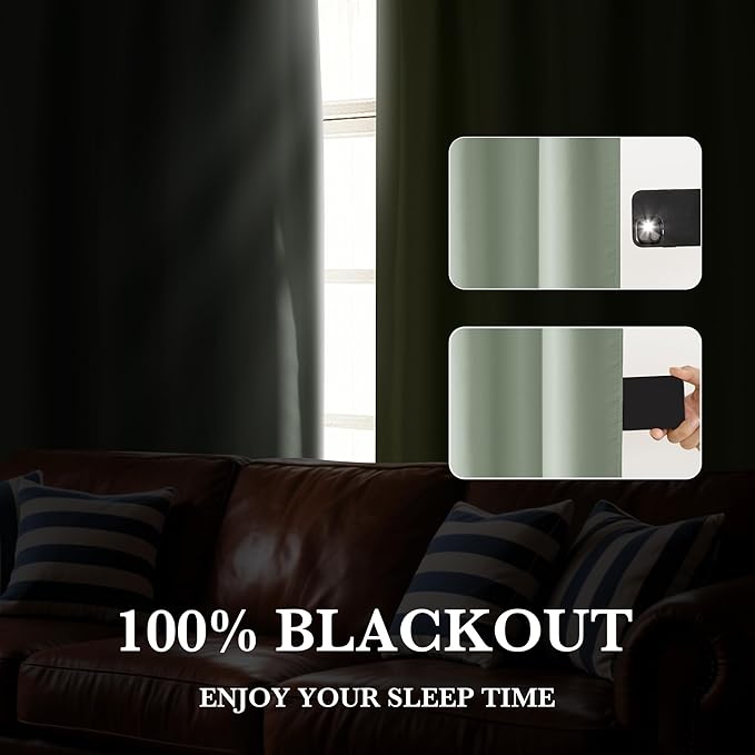 RYB HOME 100% Blackout Basement Curtains 30 inches Long, Heat & UV Blocking - Image 5